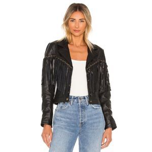 NWOT Understated Leather Motive Moto Jacket Fringe 100% Lamb Leather Size Medium